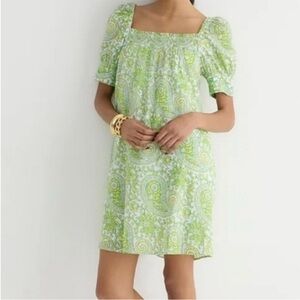 SZ Blockprints x J.Crew Square-Neck Puff Sleeve Organic Cotton Mini Dress S